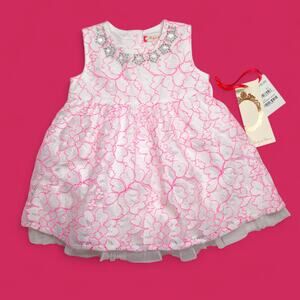 Ruby & Bloom : NEW Nordstrom Pink Floral Lace Baby Dress + Bloomers 2-Pc Set 9M